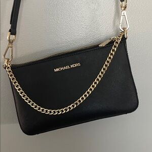 Michael Kors Black Crossbody with Gold Chain
